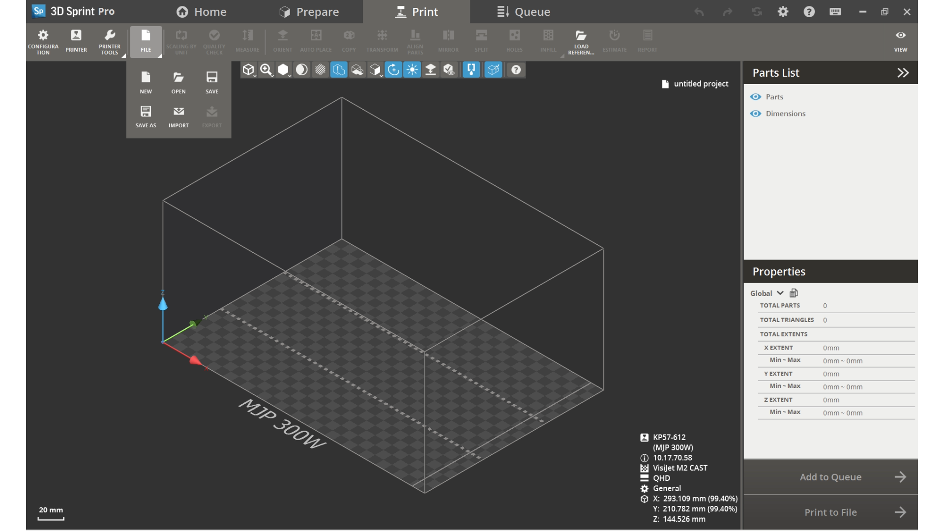MJP 300W Steps for Printing